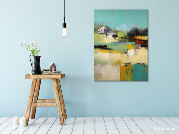 Landscape Canvas Paintings for Dining Room, Extra Large Modern Wall Art, Acrylic Painting on Canvas, Original Landscape Abstract Painting-artworkcanvas