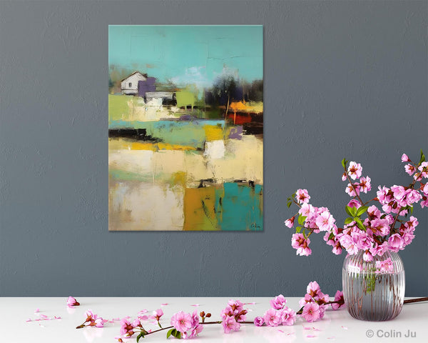 Landscape Canvas Paintings for Dining Room, Extra Large Modern Wall Art, Acrylic Painting on Canvas, Original Landscape Abstract Painting-artworkcanvas