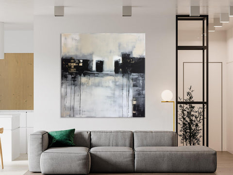 Contemporary Canvas Art, Black Acrylic Artwork, Original Abstract Wall Art, Hand Painted Canvas Art, Extra Large Abstract Painting for Sale-artworkcanvas