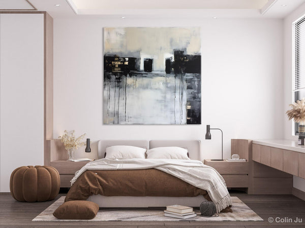 Contemporary Canvas Art, Black Acrylic Artwork, Original Abstract Wall Art, Hand Painted Canvas Art, Extra Large Abstract Painting for Sale-artworkcanvas