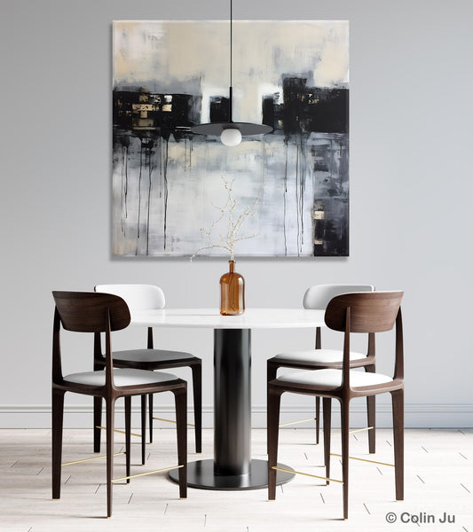 Contemporary Canvas Art, Black Acrylic Artwork, Original Abstract Wall Art, Hand Painted Canvas Art, Extra Large Abstract Painting for Sale-artworkcanvas