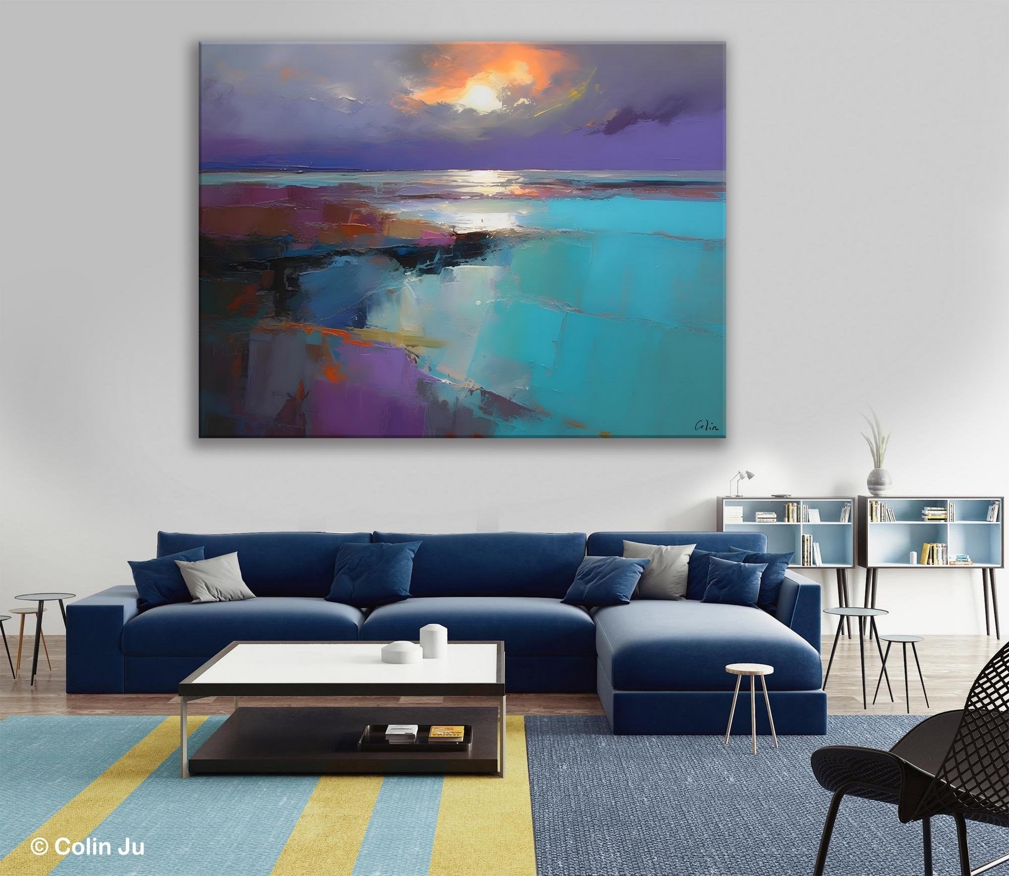 Original Landscape Abstract Painting, Landscape Canvas Paintings for Dining Room, Extra Large Modern Wall Art, Acrylic Painting on Canvas-artworkcanvas