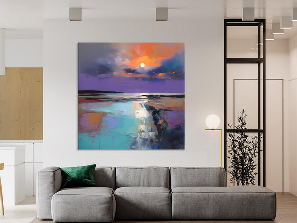 Landscape Canvas Art, Sunrise Landscape Acrylic Art, Original Abstract Art, Hand Painted Canvas Art, Large Abstract Painting for Living Room-artworkcanvas