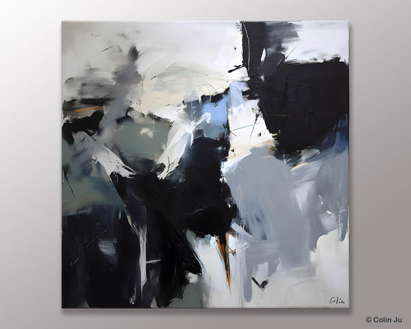 Extra Large Abstract Paintings for Dining Room, Black Modern Art Paintings, Original Modern Acrylic Artwork, Abstract Wall Art for Bedroom-artworkcanvas
