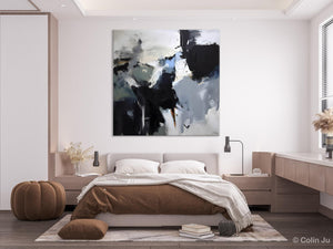 Extra Large Abstract Paintings for Dining Room, Black Modern Art Paintings, Original Modern Acrylic Artwork, Abstract Wall Art for Bedroom-artworkcanvas
