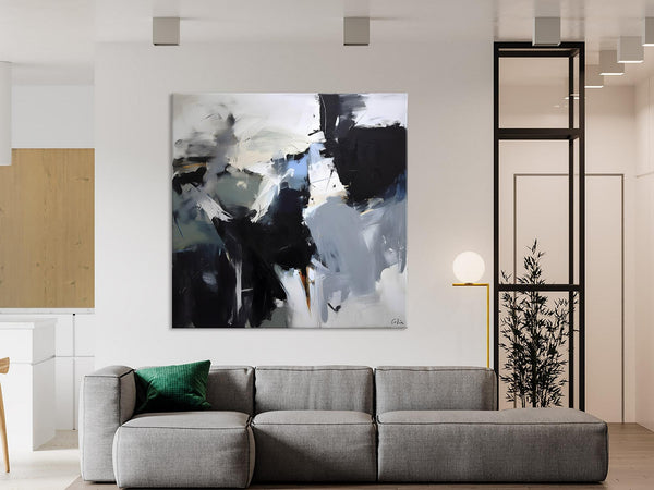 Extra Large Abstract Paintings for Dining Room, Black Modern Art Paintings, Original Modern Acrylic Artwork, Abstract Wall Art for Bedroom-artworkcanvas