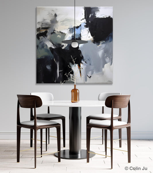 Extra Large Abstract Paintings for Dining Room, Black Modern Art Paintings, Original Modern Acrylic Artwork, Abstract Wall Art for Bedroom-artworkcanvas