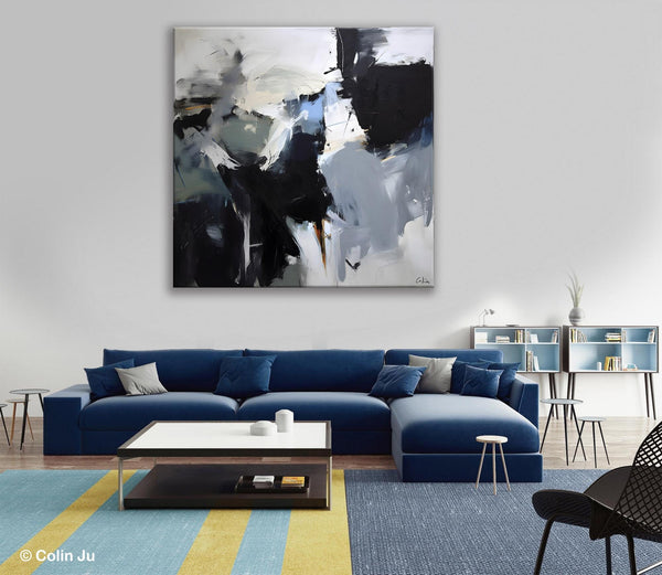 Extra Large Abstract Paintings for Dining Room, Black Modern Art Paintings, Original Modern Acrylic Artwork, Abstract Wall Art for Bedroom-artworkcanvas