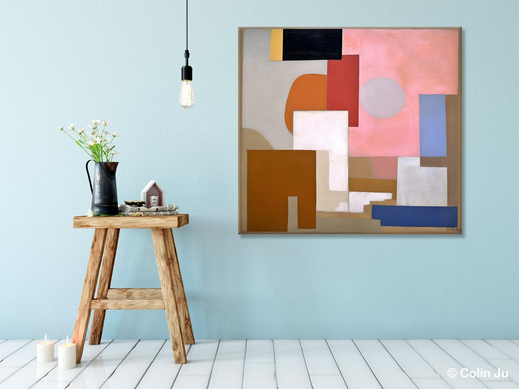 Extra Large Canvas Paintings for Living Room, Original Modern Abstract Artwork, Geometric Modern Canvas Art, Abstract Wall Art for Sale-artworkcanvas