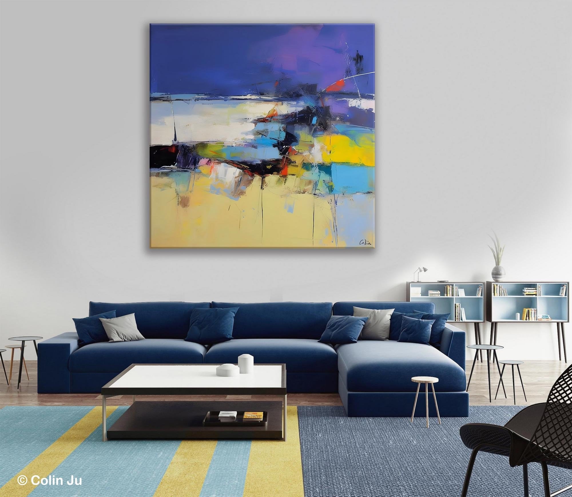 Original Modern Abstract Artwork, Geometric Modern Canvas Art, Extra Large Canvas Paintings for Living Room, Abstract Wall Art for Sale-artworkcanvas