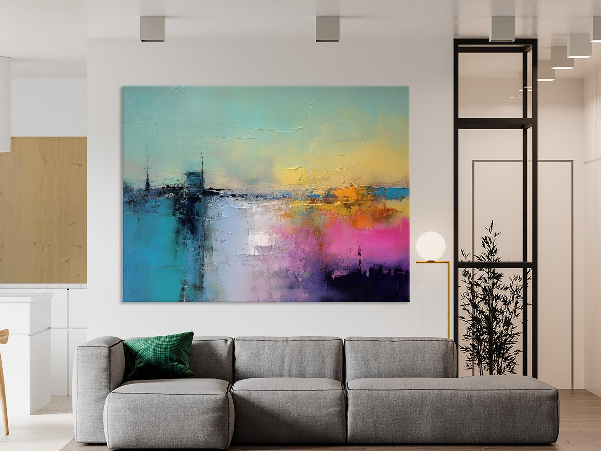 Hand Painted Original Canvas Wall Art, Abstract Landscape Paintings for Bedroom, Modern Landscape Artwork, Contemporary Acrylic Paintings-artworkcanvas