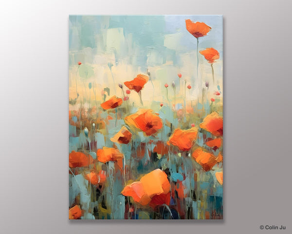 Flower Canvas Paintings, Flower Field Painting, Large Original Landscape Painting for Bedroom, Acrylic Paintings on Canvas, Hand Painted Art-artworkcanvas