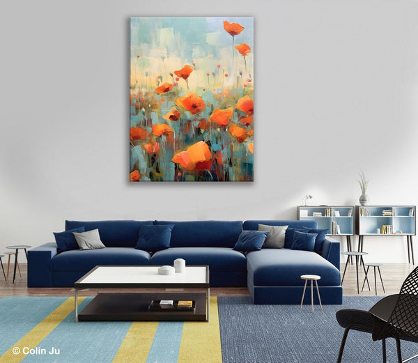 Flower Canvas Paintings, Flower Field Painting, Large Original Landscape Painting for Bedroom, Acrylic Paintings on Canvas, Hand Painted Art-artworkcanvas