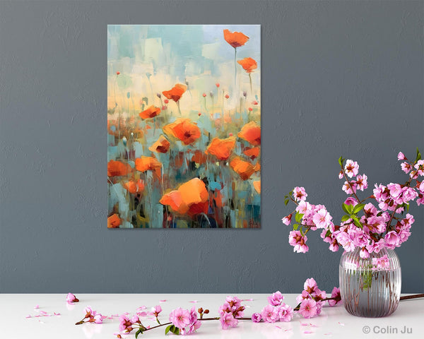 Flower Canvas Paintings, Flower Field Painting, Large Original Landscape Painting for Bedroom, Acrylic Paintings on Canvas, Hand Painted Art-artworkcanvas