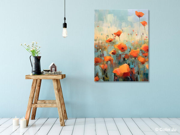 Flower Canvas Paintings, Flower Field Painting, Large Original Landscape Painting for Bedroom, Acrylic Paintings on Canvas, Hand Painted Art-artworkcanvas