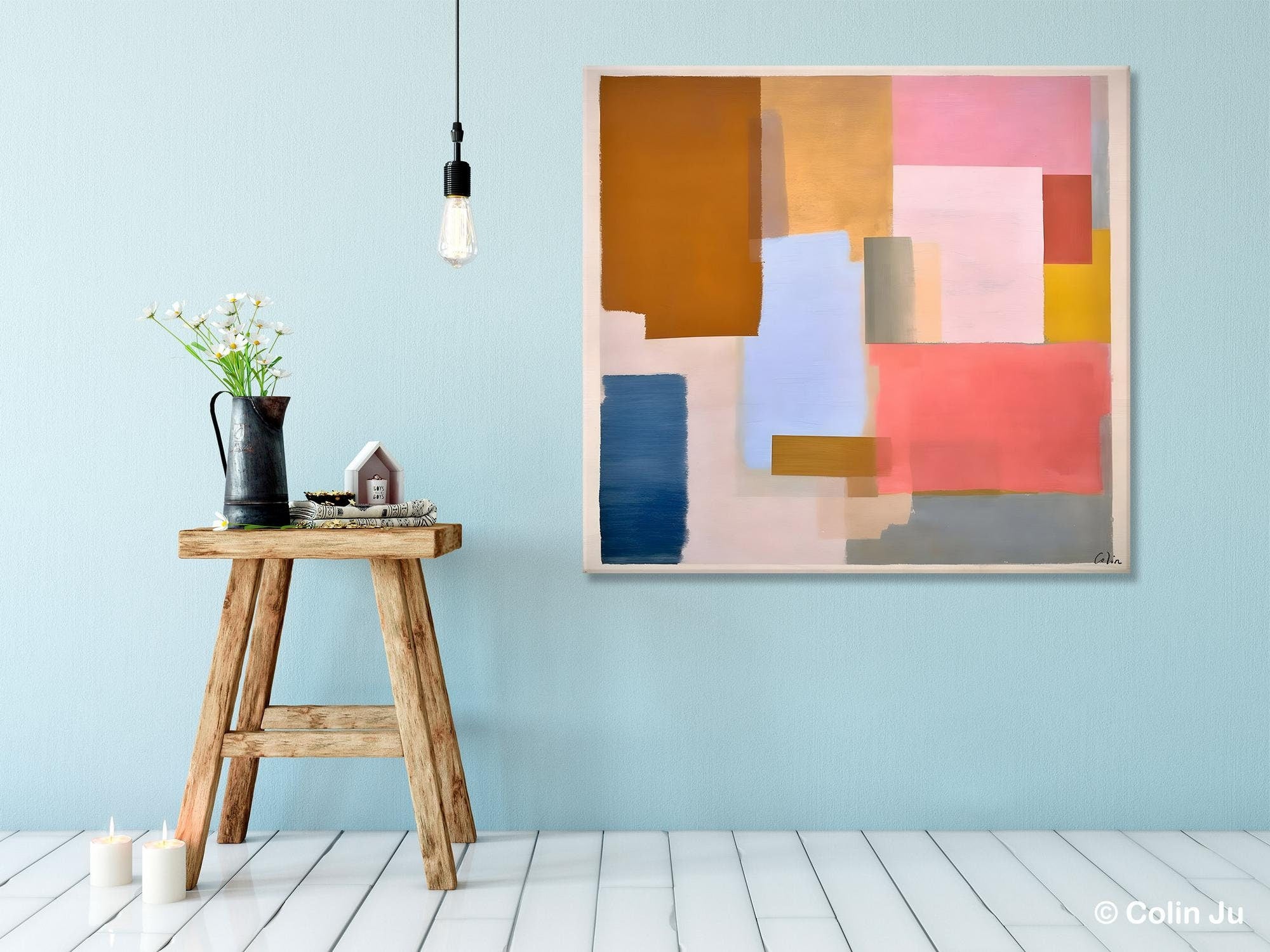 Original Abstract Art, Canvas Paintings for Sale, Large Modern Wall Art for Bedroom, Geometric Modern Acrylic Art, Contemporary Canvas Art-artworkcanvas