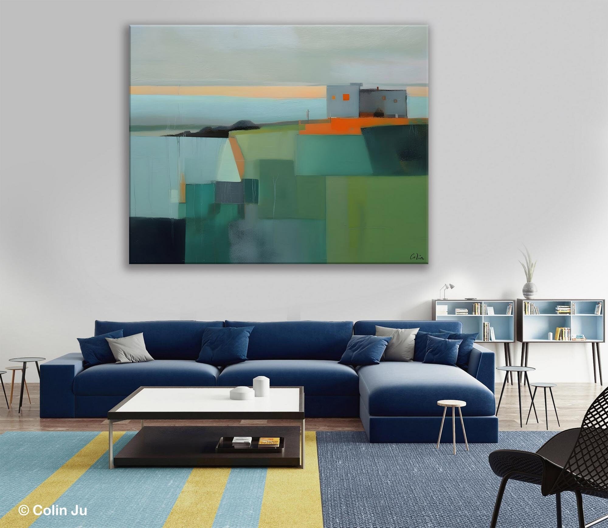 Large Original Canvas Wall Art, Contemporary Landscape Paintings, Extra Large Acrylic Painting for Dining Room, Abstract Painting on Canvas-artworkcanvas
