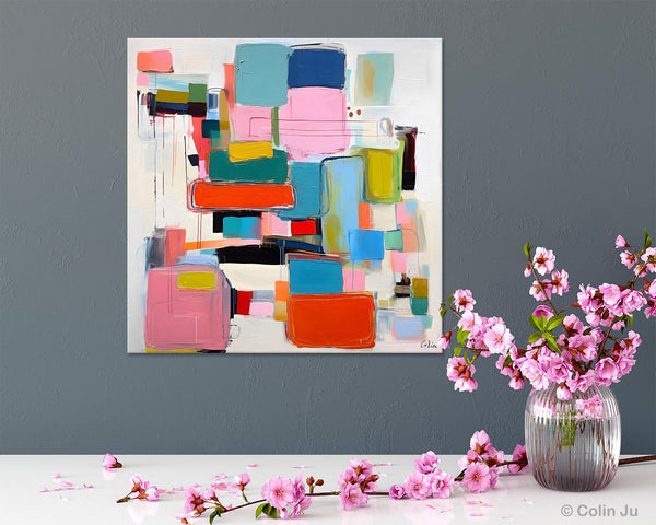 Original Abstract Wall Art, Geometric Modern Acrylic Art, Large Abstract Art for Bedroom, Modern Canvas Paintings, Contemporary Canvas Art-artworkcanvas