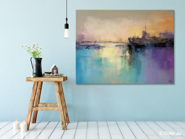 Large Paintings for Bedroom, Oversized Contemporary Wall Art Paintings, Abstract Landscape Painting on Canvas, Extra Large Original Artwork-artworkcanvas