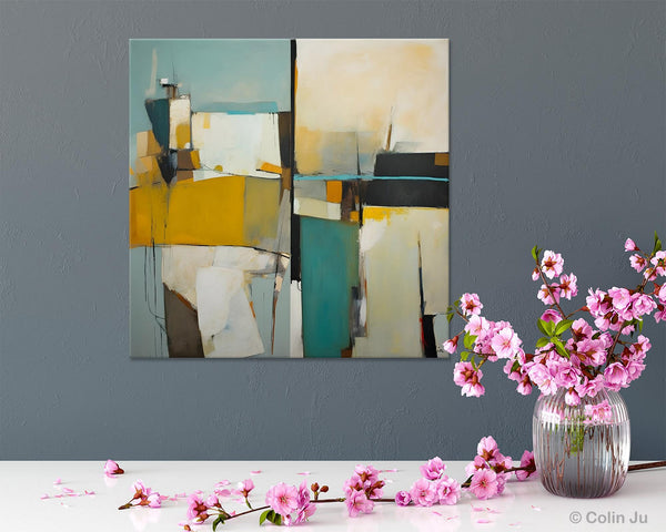 Abstract Painting for Bedroom, Original Modern Wall Art Paintings, Geometric Modern Acrylic Paintings, Oversized Contemporary Canvas Art-artworkcanvas