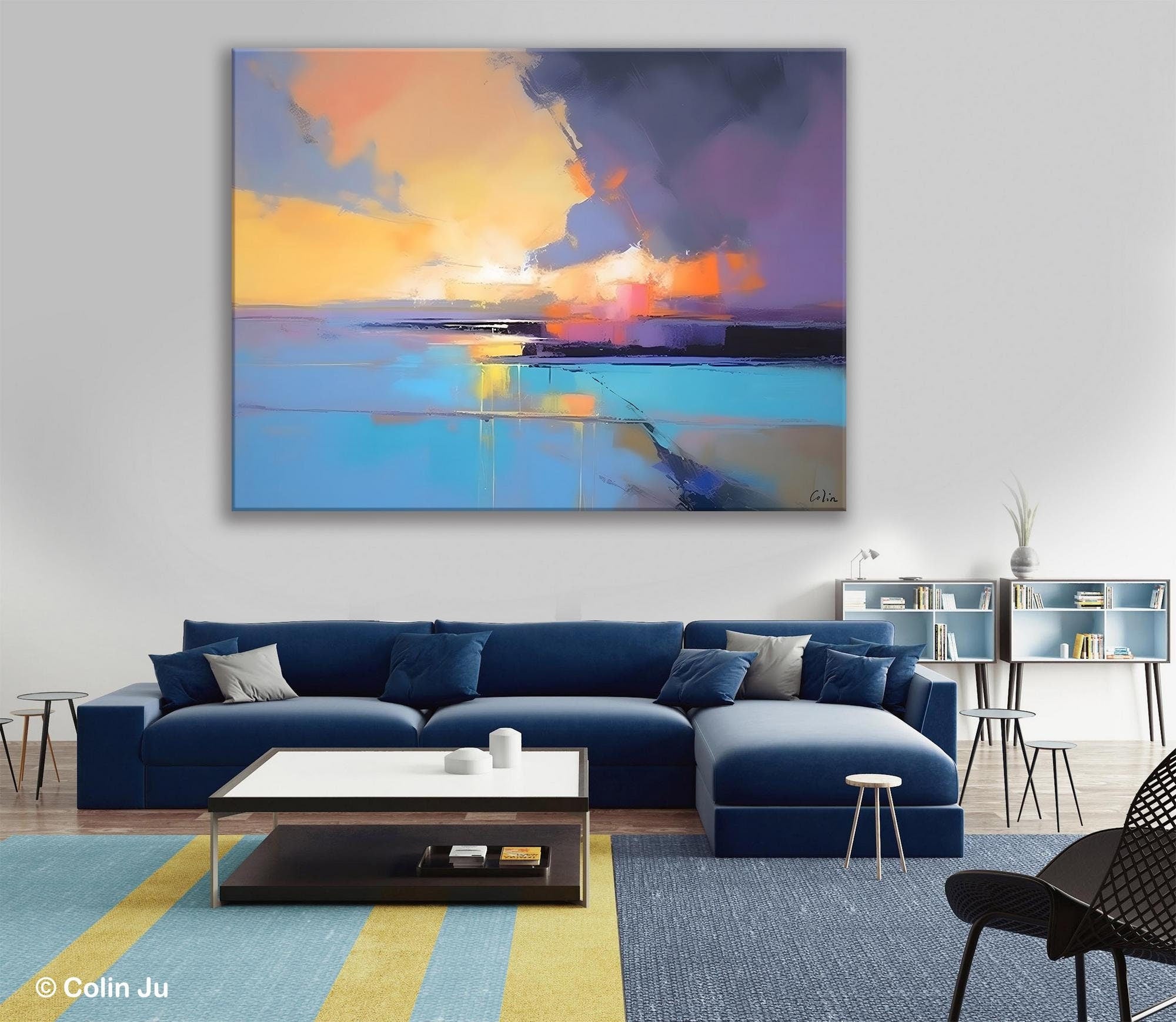 Extra Large Modern Wall Art Paintings, Acrylic Painting on Canvas, Landscape Paintings for Living Room, Original Landscape Abstract Painting-artworkcanvas