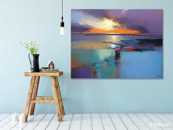 Landscape Canvas Paintings for Living Room, Original Landscape Paintings, Extra Large Modern Wall Art Paintings, Acrylic Painting on Canvas-artworkcanvas