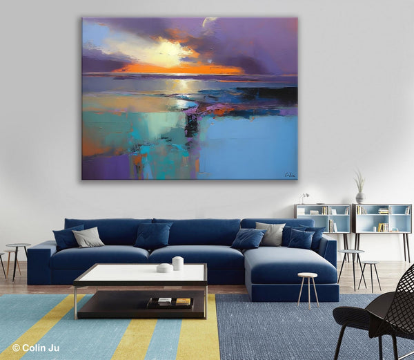 Landscape Canvas Paintings for Living Room, Original Landscape Paintings, Extra Large Modern Wall Art Paintings, Acrylic Painting on Canvas-artworkcanvas