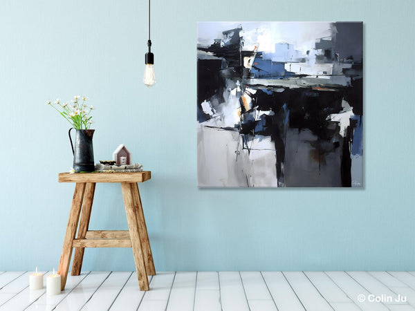 Original Modern Wall Art on Canvas, Black Contemporary Canvas Art, Modern Acrylic Artwork for Sale, Large Abstract Painting for Bedroom-artworkcanvas