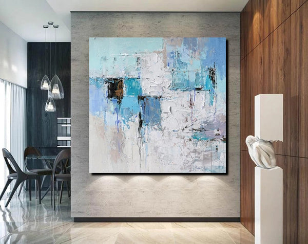 Simple Modern Paintings, Bedroom Abstract Paintings, Blue Abstract Contemporary Art, Acrylic Painting on Canvas, Hand Painted Canvas Art-artworkcanvas