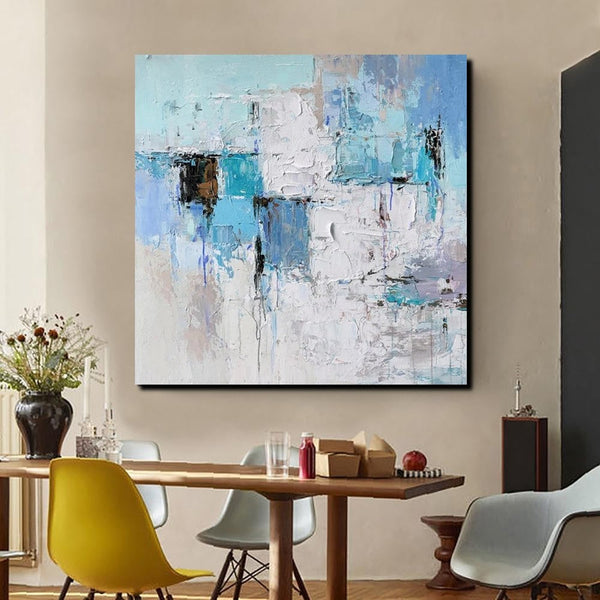 Simple Modern Paintings, Bedroom Abstract Paintings, Blue Abstract Contemporary Art, Acrylic Painting on Canvas, Hand Painted Canvas Art-artworkcanvas