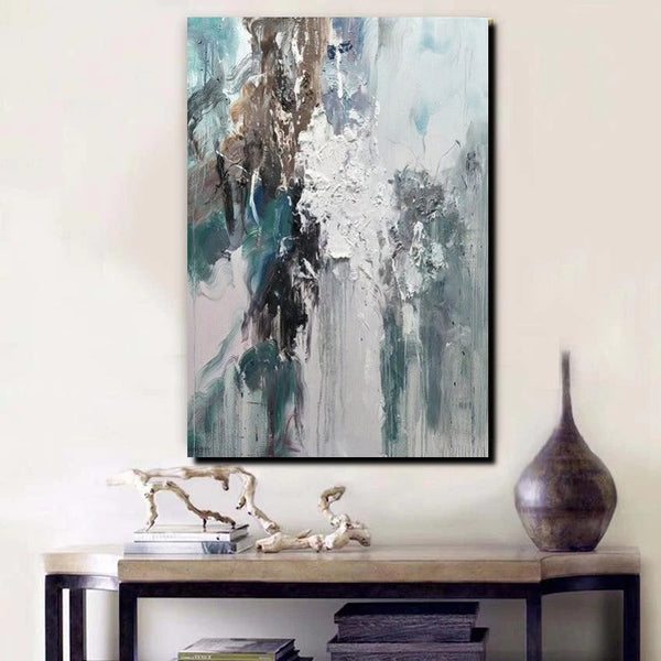 Living Room Abstract Paintings, Large Acrylic Canvas Paintings, Large Wall Art Ideas, Impasto Painting, Blue Modern Abstract Painting-artworkcanvas