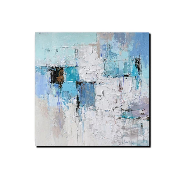 Simple Modern Paintings, Bedroom Abstract Paintings, Blue Abstract Contemporary Art, Acrylic Painting on Canvas, Hand Painted Canvas Art-artworkcanvas