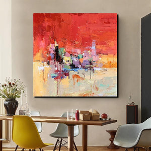 Simple Canvas Paintings, Dining Room Modern Paintings, Red Abstract Contemporary Art, Acrylic Painting on Canvas, Heavy Texture Paintings-artworkcanvas