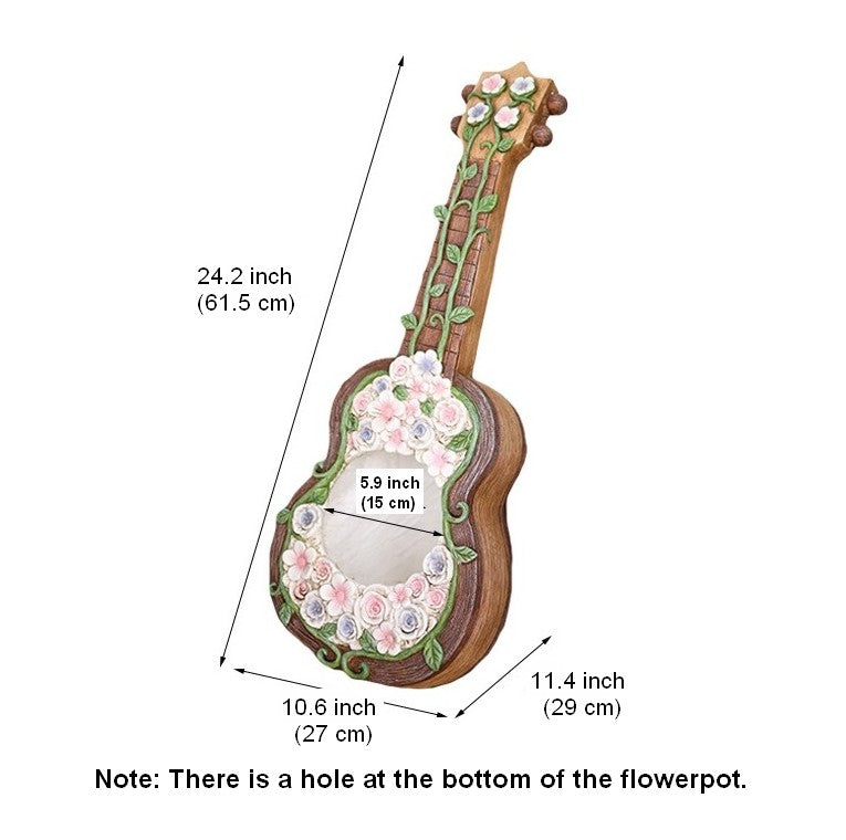 Modern Garden Flower Pot, Unique Guitar Flowerpot for Garden Ornaments, Beautiful Guitar Flowerpot, Villa Outdoor Decor Gardening Ideas-artworkcanvas