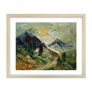 Original Artwork, Small Oil Painting, Heavy Texture Oil Painting, Mountain Painting, 8X10 inch-artworkcanvas