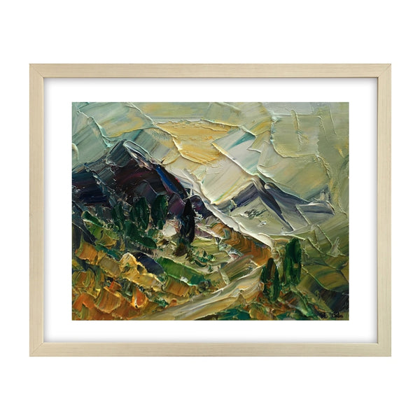 Small Oil Painting, Heavy Texture Oil Painting, Mountain Landscape Painting, Original Artwork, 8X10 inch-artworkcanvas