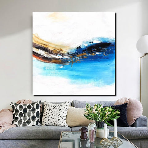 Simple Abstract Paintings, Bedroom Modern Paintings, Modern Contemporary Art, Acrylic Painting on Canvas, Blue Canvas Painting-artworkcanvas