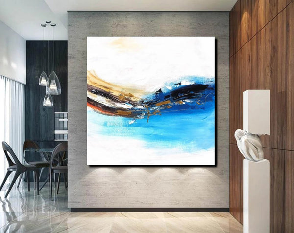 Simple Abstract Paintings, Bedroom Modern Paintings, Modern Contemporary Art, Acrylic Painting on Canvas, Blue Canvas Painting-artworkcanvas
