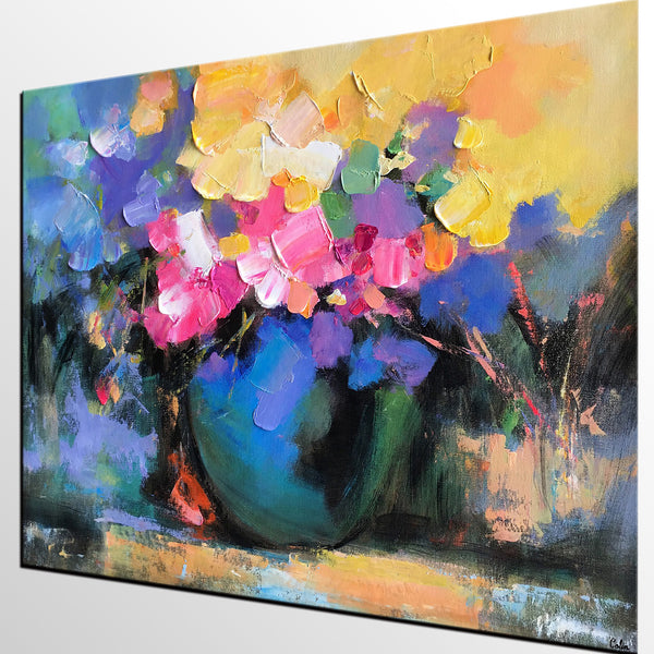 Abstract Art Painting, Flower Still Life Painting, Original Flower Painting, Acrylic Flower Paintings, Flower Canvas Painting-artworkcanvas