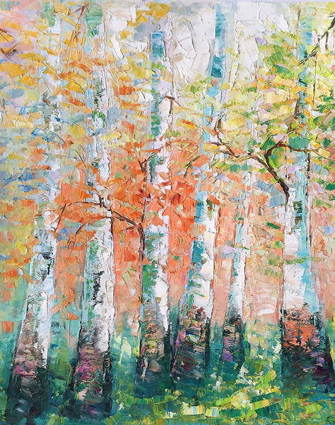 Landscape Painting, Spring Forest Painting, Bedroom Wall Art, Original Artwork, Tree Painting-artworkcanvas