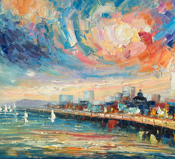 Abstract Landscape Painting, Original Oil Painting on Canvas, Custom Cityscape Painting, Palette Knife Painting-artworkcanvas