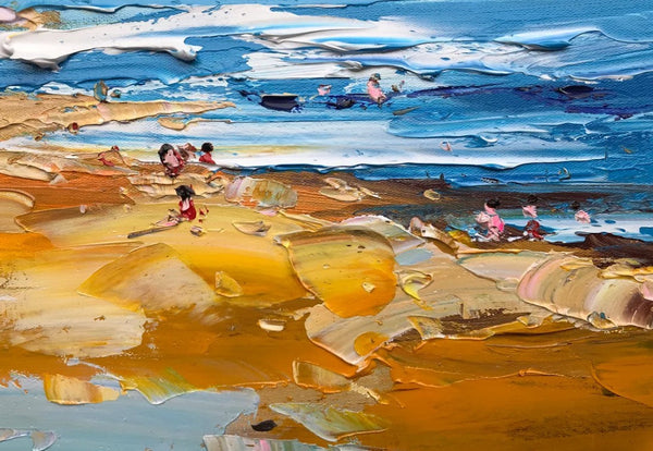 Large Paintings Behind Sofa, Landscape Painting for Living Room, Acrylic Paintings on Canvas, Heavy Texture Painting, Seashore Beach Painting-artworkcanvas