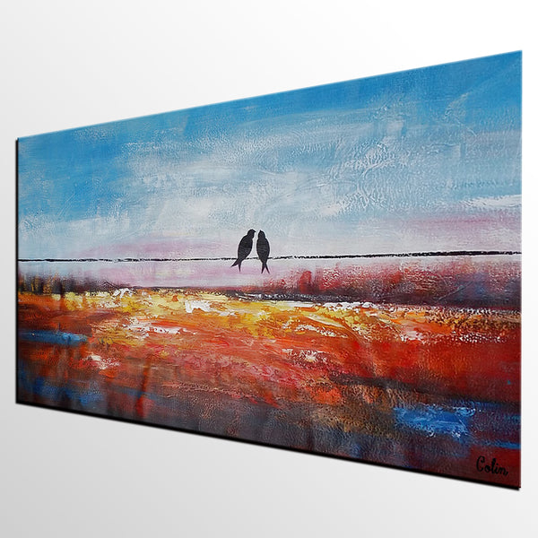 Canvas Wall Art Painting, Love Birds Painting, Modern Canvas Wall Art, Original Acrylic Paintings, Wedding Gift C-artworkcanvas
