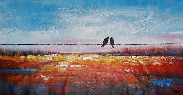 Canvas Wall Art Painting, Love Birds Painting, Modern Canvas Wall Art, Original Acrylic Paintings, Wedding Gift C-artworkcanvas