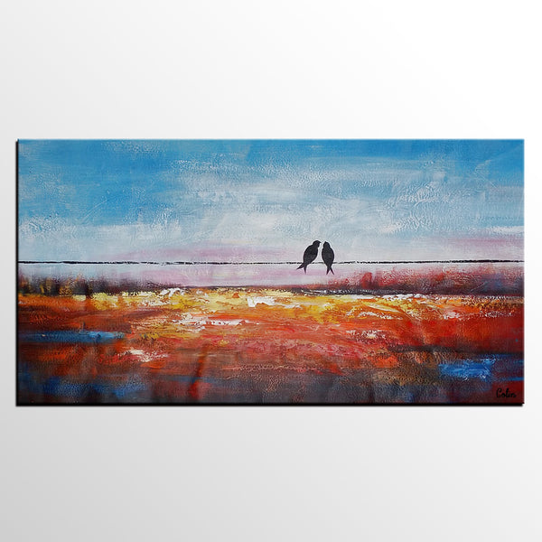 Canvas Wall Art Painting, Love Birds Painting, Modern Canvas Wall Art, Original Acrylic Paintings, Wedding Gift C-artworkcanvas