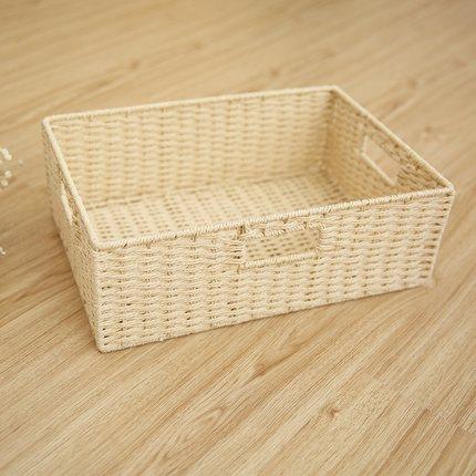 Woven Straw basket, Storage Basket, Rectangle Basket, Picnic Basket-artworkcanvas