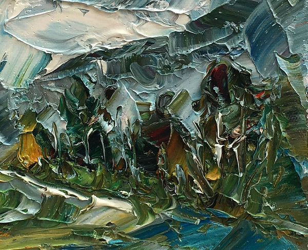 Small Oil Painting, Heavy Texture Oil Painting, Abstract Landscape Painting, Mountain Tree Painting, 8X10 inch-artworkcanvas