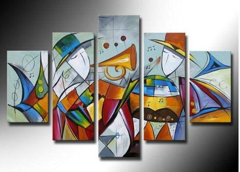 Extra Large Wall Art Paintings, 5 Piece Abstract Painting, Simple Canvas Painting, Music Paintings, Modern Acrylic Paintings-artworkcanvas