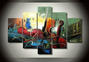 5 Piece Abstract Art Painting, Cello Painting, Modern Acrylic Painting, Violin Painting, Bedroom Abstract Paintings-artworkcanvas