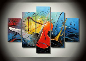 Modern Abstract Paintings, Living Room Modern Art, Music Painting, Violin Painting, Abstract Painting on Canvas, 5 Piece Canvas Painting-artworkcanvas